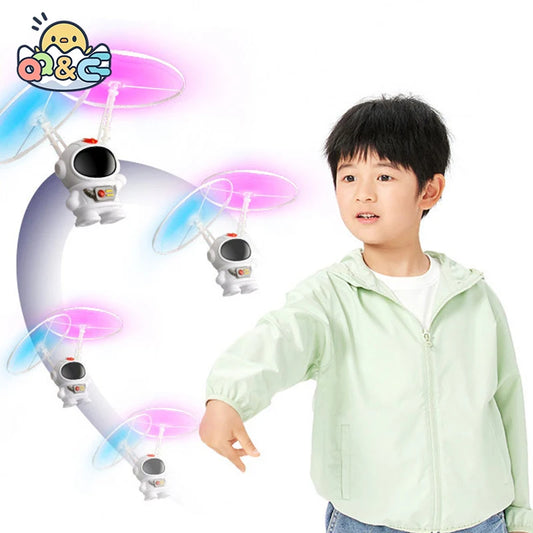Flying Robot Astronaut Novelty Kids Toys Aircraft High-Tech Hand-Controlled Drone Interactive Dual Wing with Lights Outdoor Gift